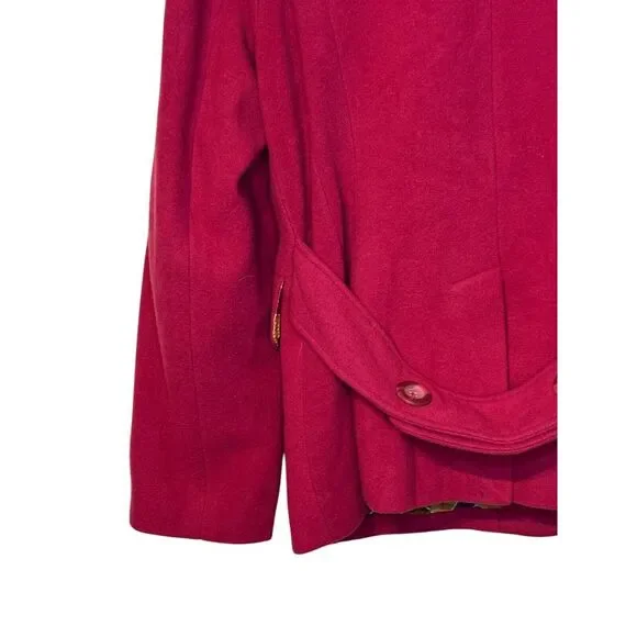 CAbi Women Peacoat Jacket Tea Coat Style 619 Wool Blend Burgundy Red Plus Sz. 14 - Picture 8 of 9